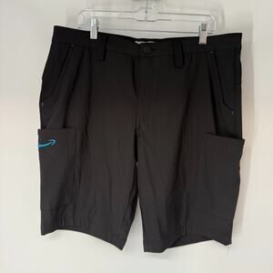 Luly Yang Amazon Shorts Mens Large 34-36 Black Cargo Performance Uniform Stretch